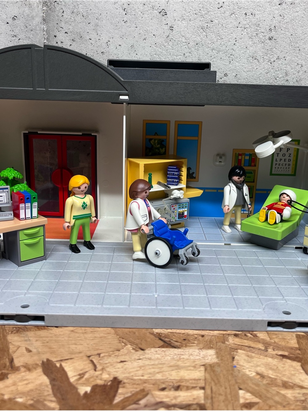 Playmobil Kids Hospital Playset with Blue Wheelchair and Green Exam Chair